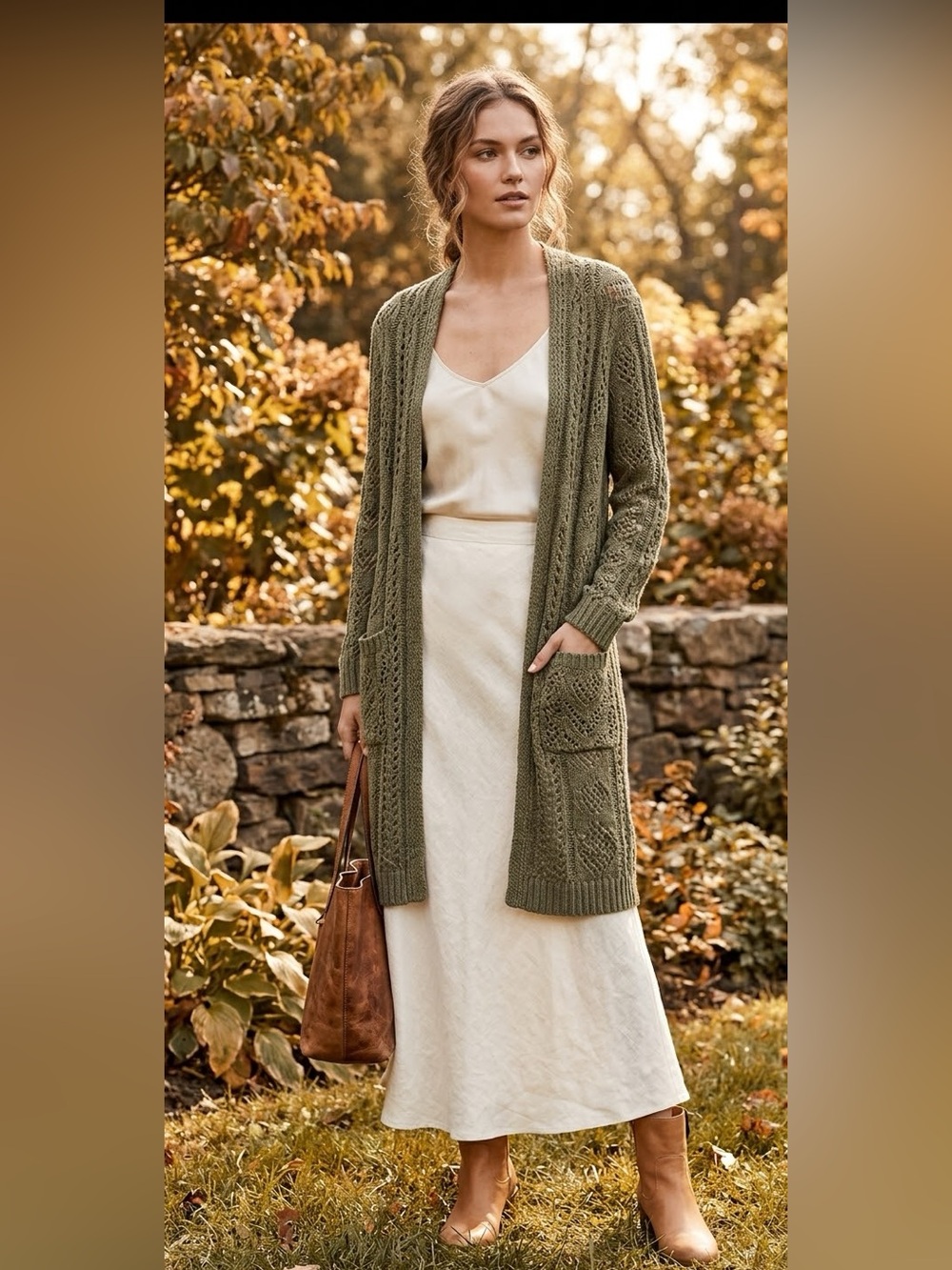Knox Rose Open Front Long Line Cardigan
Green Size medium